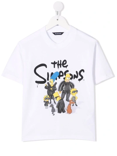 Shop Balenciaga The Simpsons-print Cotton T-shirt In White