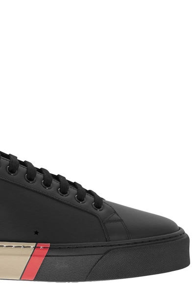 Shop Burberry Rangleton - Leather Sneaker With Organic Sole In Black