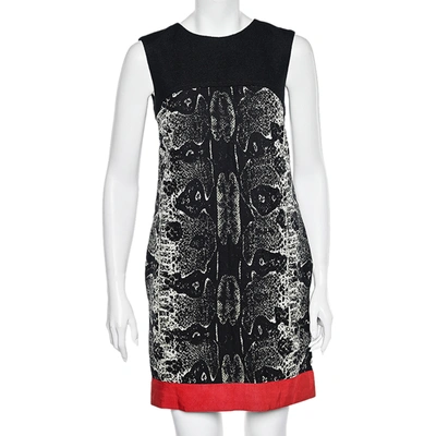 Pre-owned Giambattista Valli Black Printed Wool & Silk Paneled Shift Dress S