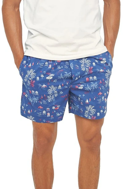 Shop The Lazy Poet Ben St. Tropez Pajama Shorts In Blue