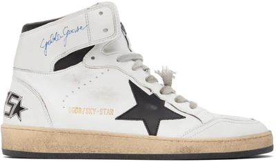 Shop Golden Goose White & Black Sky Star High-top Sneakers In White/black