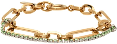 Shop Justine Clenquet Ssense Exclusive Gold & Green Paloma Bracelet In Gold/green