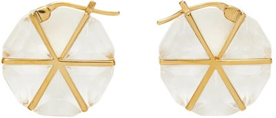 Shop Bottega Veneta Gold Spiral Earrings In 8340 Transparent