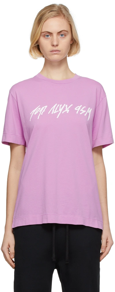 Shop Alyx Pink Script T-shirt In Pink Pnk0001