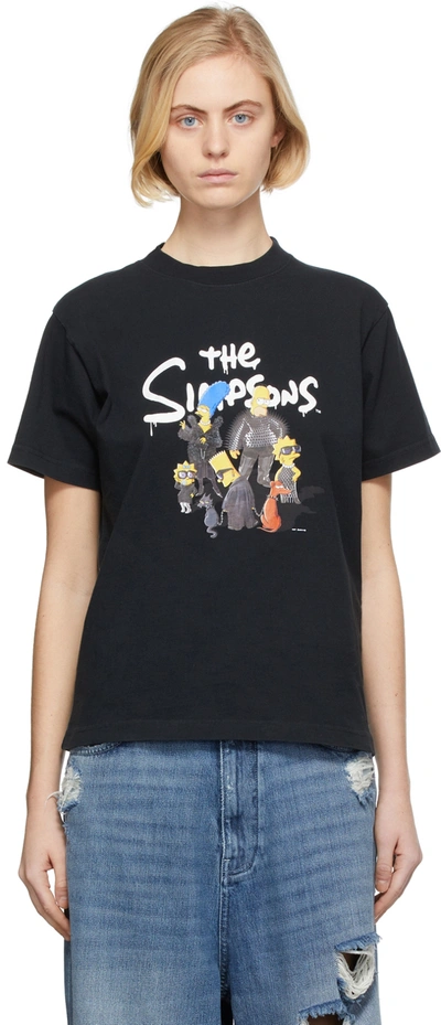 Shop Balenciaga Black The Simpsons Edition Small Fit T-shirt In 0100 Black W