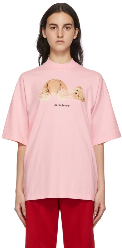Shop Palm Angels Pink Bear T-shirt In Almond Blossom Brown