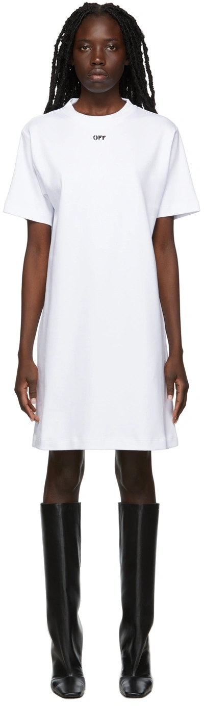 Shop Off-white White Stamp Logo T-shirt Dress In White Black