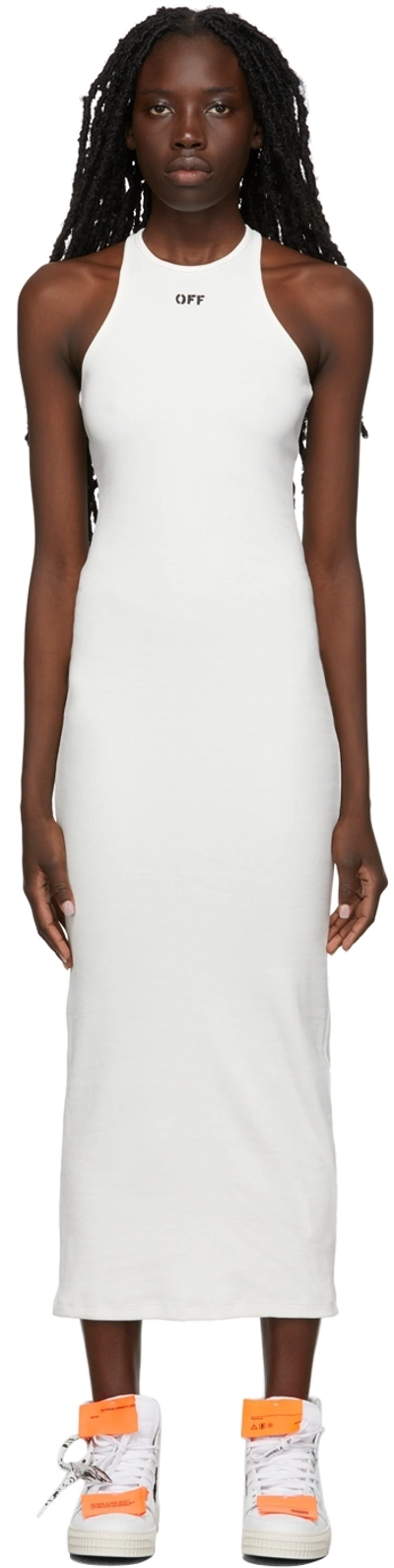 Shop Off-white White Stamp Logo Basic Ribbed Dress In White Black