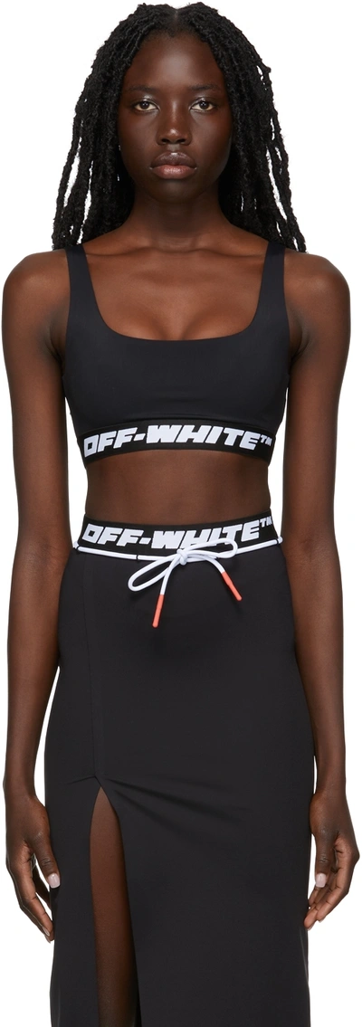 Shop Off-white Black Athletic Logo Band Sports Bra In Black No Color