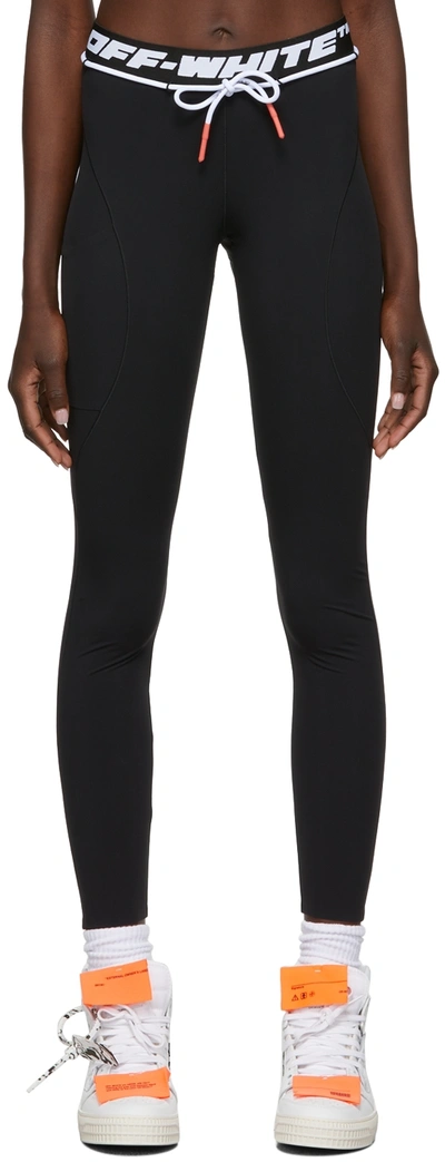 Off-white Black Leggings With Logo And Drawstring In Stretch Polyamide  Woman | ModeSens