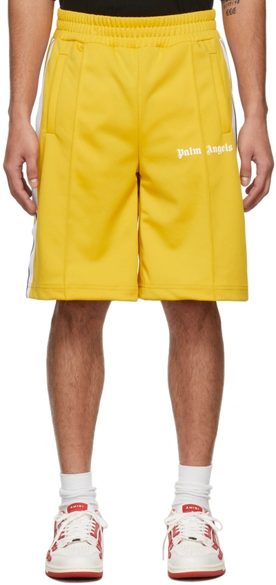Shop Palm Angels Yellow Classic Track Shorts In Yellow White