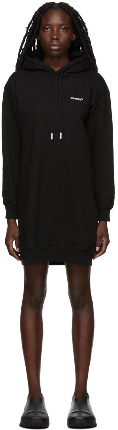 Shop Off-white Black Diag Logo Hoodie Dress In Black White