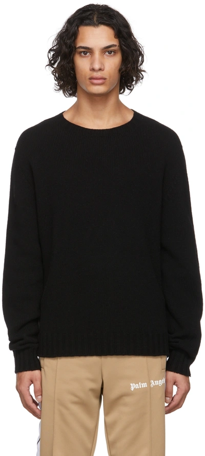 Shop Palm Angels Black Logo Sweater In Black White