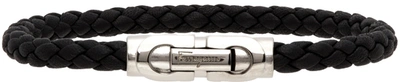 Shop Ferragamo Black Gancini Bracelet In Nero Tg 17