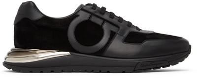 Shop Ferragamo Black Suede Brooklyn Low Sneakers In Nero || Nero