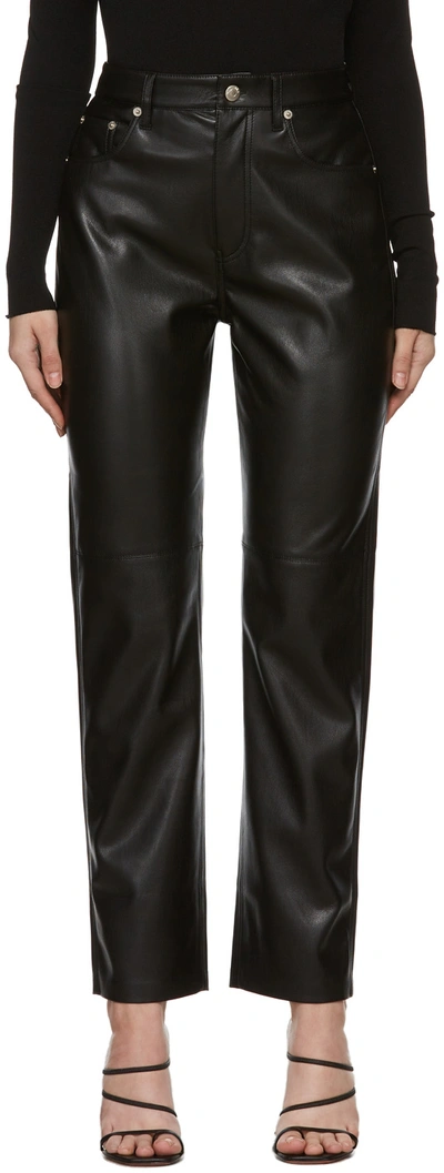 Shop Nanushka Black Vinni Vegan Leather Trousers