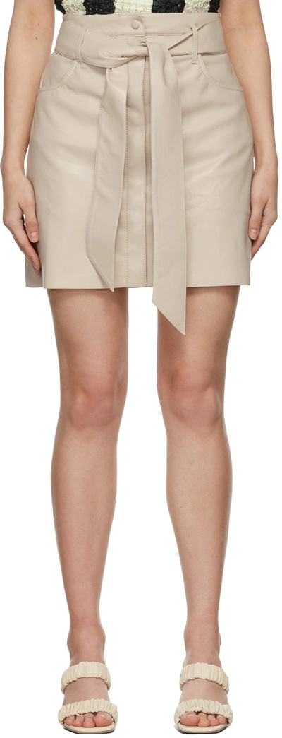 Shop Nanushka Beige Vegan Leather Meda Short Skirt In Creme