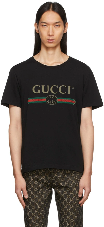 Gucci Web-stripe Logo Cotton-jersey T-shirt In Black | ModeSens