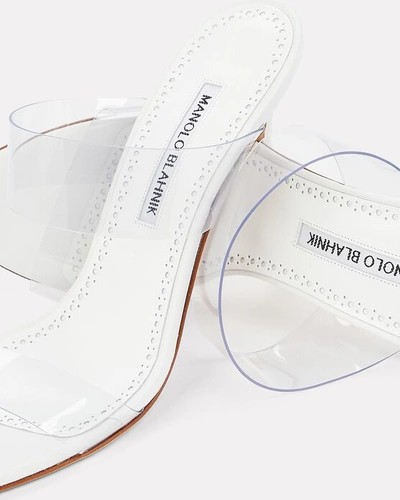 Shop Manolo Blahnik Scolto Pvc Strap Sandals In White