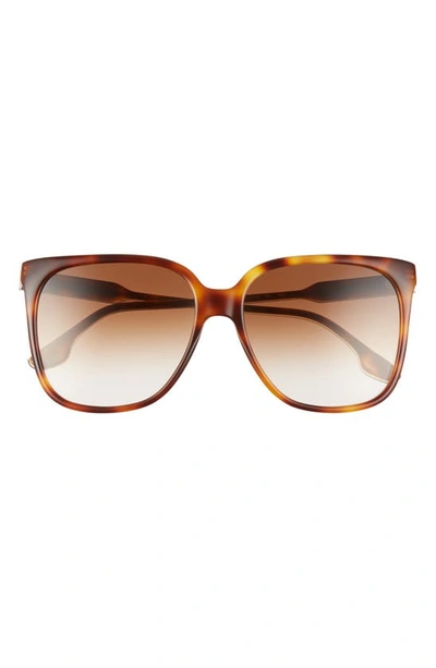 Shop Victoria Beckham Core 59mm Square Gradient Sunglasses In Tortoise