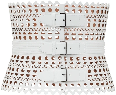 Shop Alaïa White 1992 Large Vienne Corset Belt In 010 Optical White