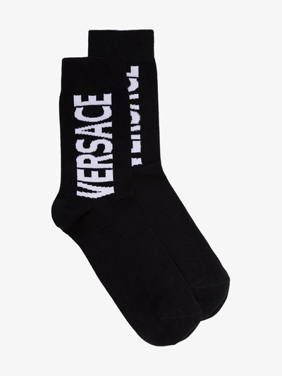 Shop Versace Socks With Print In Black