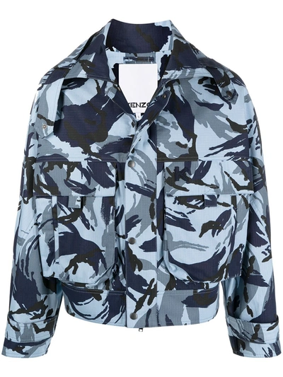 Shop Kenzo Men's Blue Cotton Outerwear Jacket