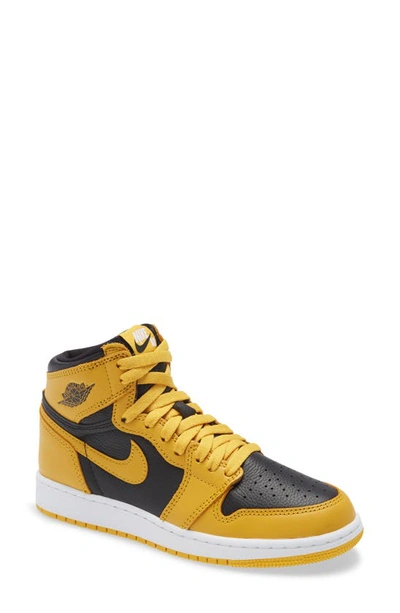 Shop Jordan Kids' Air  1 Retro High Basketball Shoe In Pollen/ White/ Black