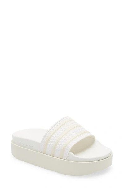 Shop Adidas Originals Adilette Bonega Sandal In White/ Off White/ Off White