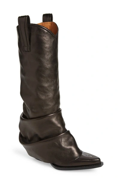 Shop R13 Leather Sleeve Cowboy Boot In Black Leather