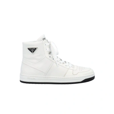 Shop Prada Sporty High-top Sneakers In White - Black