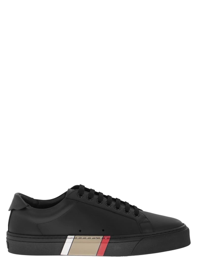 Shop Burberry Rangleton - Leather Sneaker With Organic Sole In Black