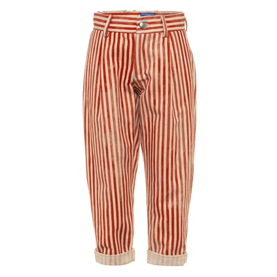 Shop Fay Striped Trousers In Begie-rosso