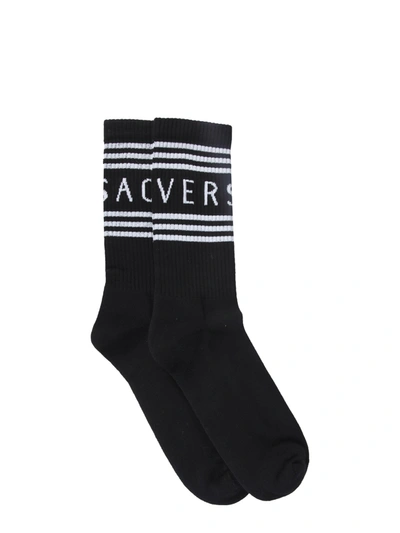Shop Versace Socks With Logo In Nero