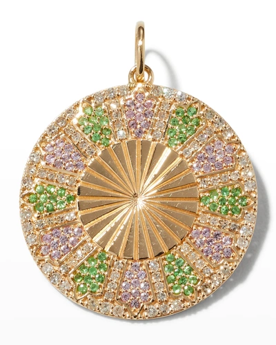 Shop Kastel Jewelry Textured Marrakech Pink Sapphire, Tsavorite And Diamond Pendant