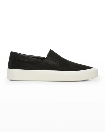 Shop Vince Ginelle Suede Slip-on Sneakers In Black