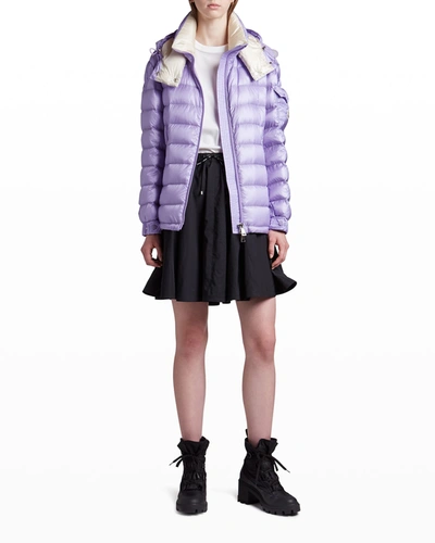 Shop Moncler Dalles Detachable-hood Boudin-quilt Jacket In Purple