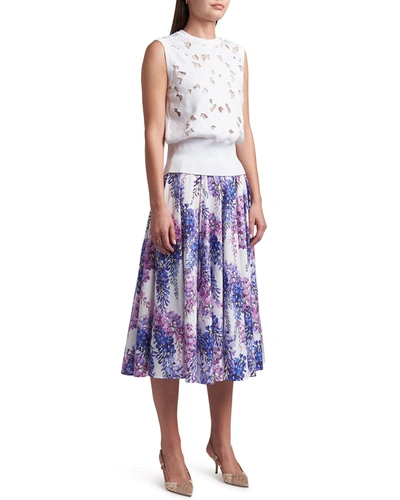Shop Dolce & Gabbana Floral Embroidered Cutout Sleeveless Top In White