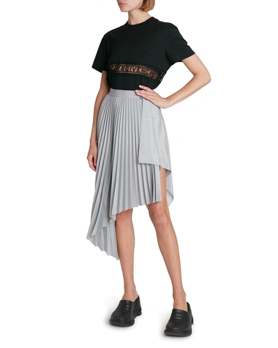 Shop Givenchy Mixed-media Pleated Handkerchief Skirt In Cloud Grey
