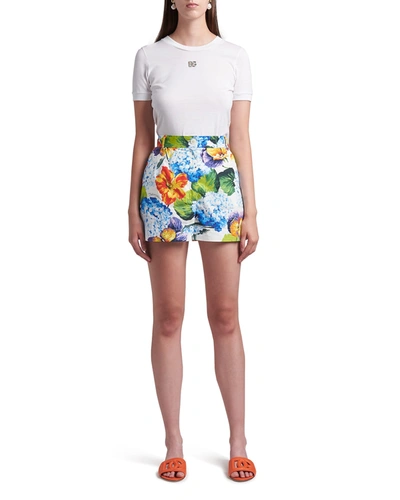 Shop Dolce & Gabbana Crystal Logo Short-sleeve T-shirt In 101 White