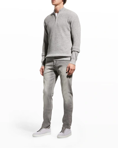 Shop Peter Millar Men's Kitts Twisted 1/4-zip Sweater In Gale Grey