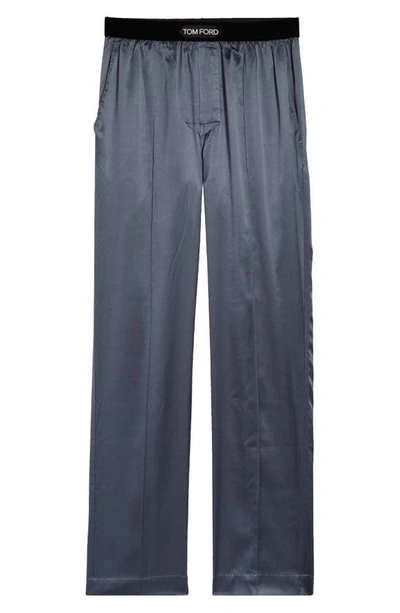 Shop Tom Ford Stretch Silk Pajama Pants In Dark Grey