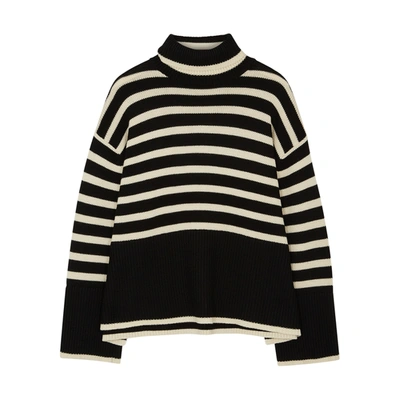 Shop Totême Black Striped Wool-blend Jumper