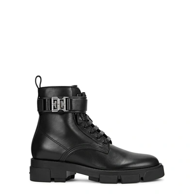 Shop Givenchy Terra Black Leather Combat Boots
