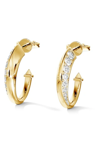 Shop De Beers Forevermark Avaanti™ Pavé Diamond Hoop Earrings In Yellow Gold