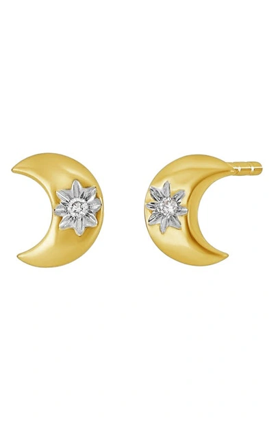 Shop Bony Levy Icon Petite Crescent Stud Earrings In 18k Yellow Gold