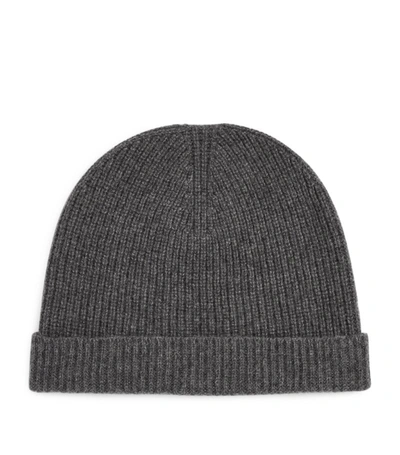 Shop Sunspel Cashmere Ribbed Beanie In Grey