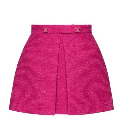 Shop Valentino Wool Pleated Mini Skirt In Pink