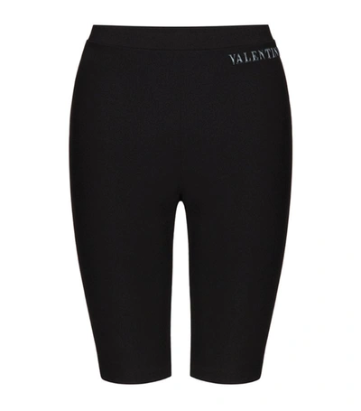 Shop Valentino Logo Shorts In Black