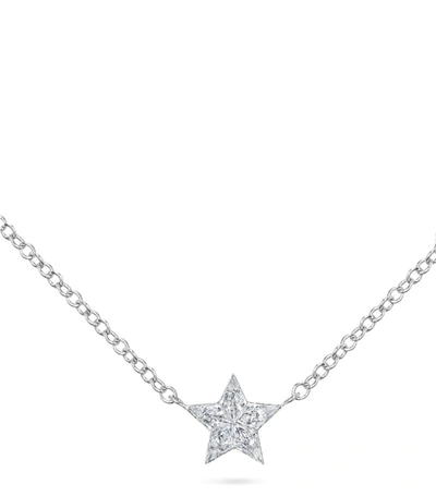 Shop Maria Tash Invisible Set Diamond Star Necklace (7mm) In White